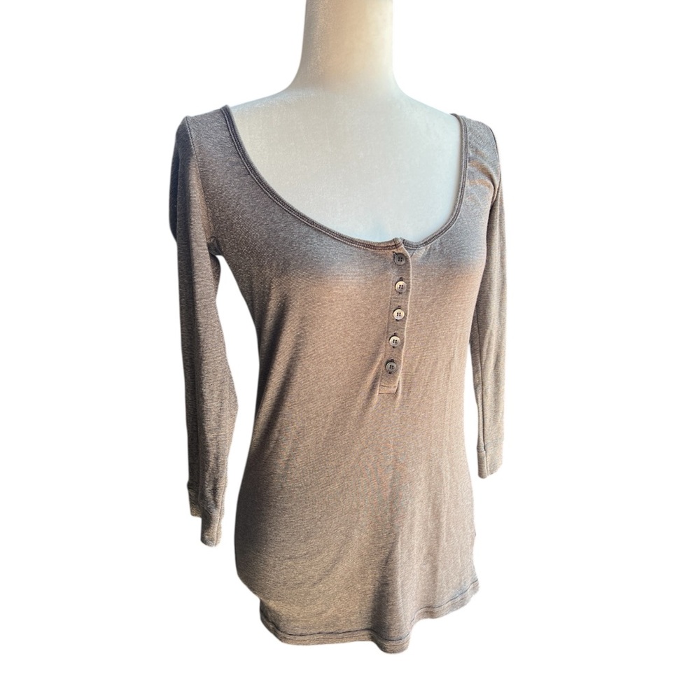 Michael Stars brown button up scoop neck Henley